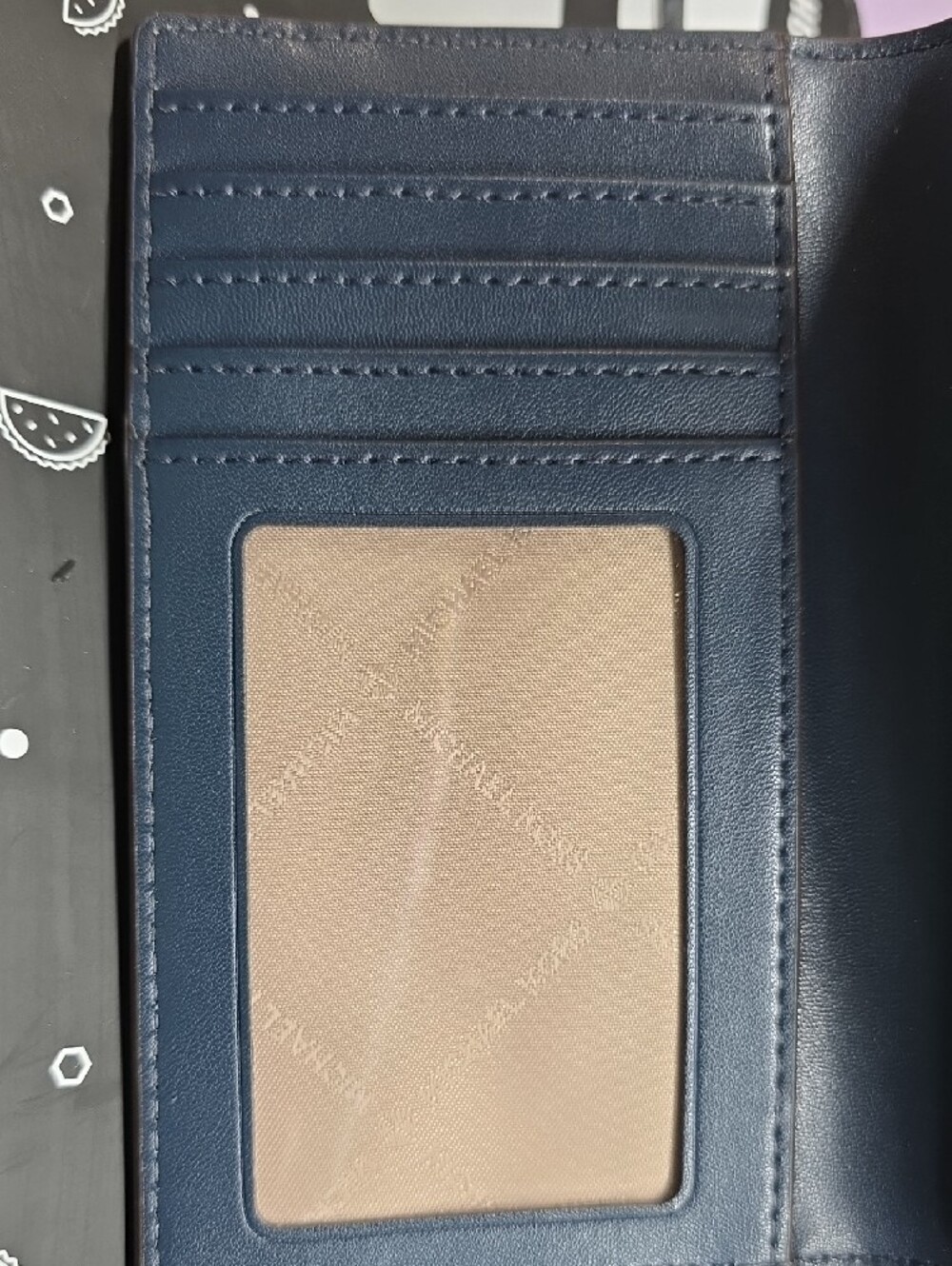 Michael Kors Navy Monogram Continental Wallet with White Strap - Picture 3 of 6